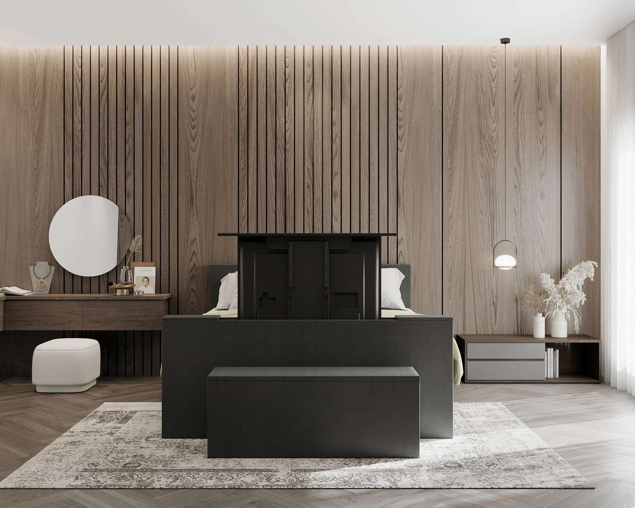 Boxspring met tv lift Zwart Tongeren voor aan zicht